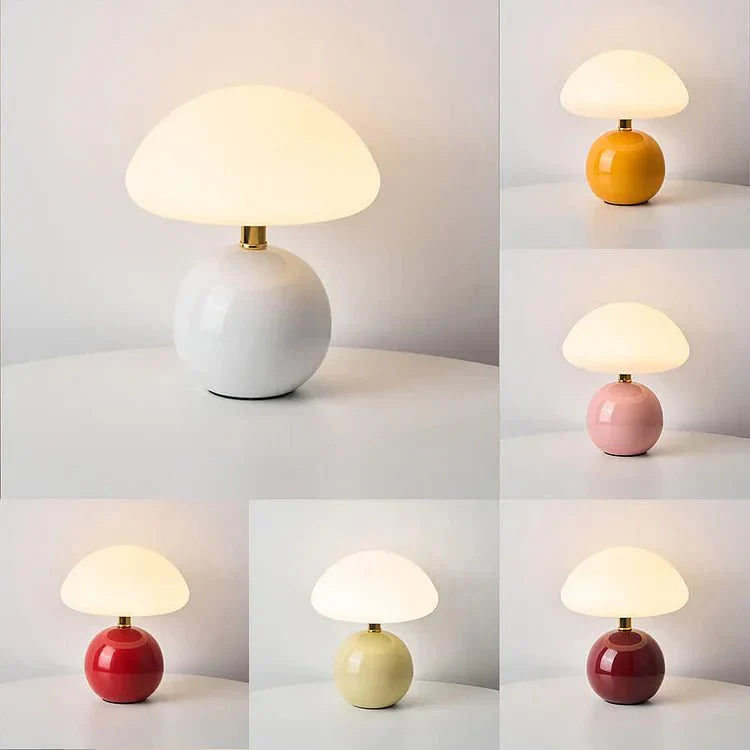 Przytulia Dom | Lampa Stołowa w Kształcie Grzybka – Regulowane Oświetlenie LED – Dekoracyjny Styl do Sypialni i Salonu