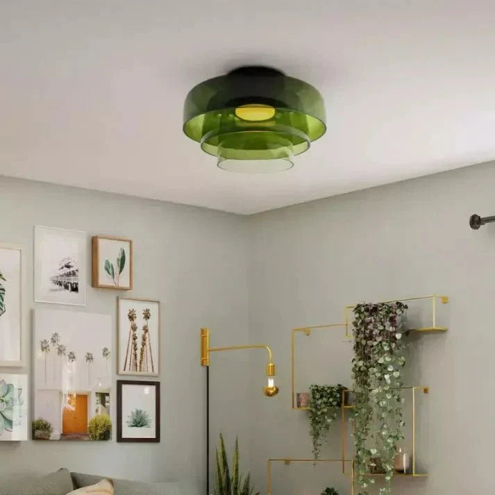 Przytulia Dom | Skandynawska Lampa Sufitowa LED Szklana 18W – Designerski Plafon Vintage 3 Barwy