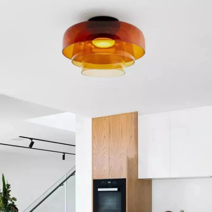 Przytulia Dom | Skandynawska Lampa Sufitowa LED Szklana 18W – Designerski Plafon Vintage 3 Barwy