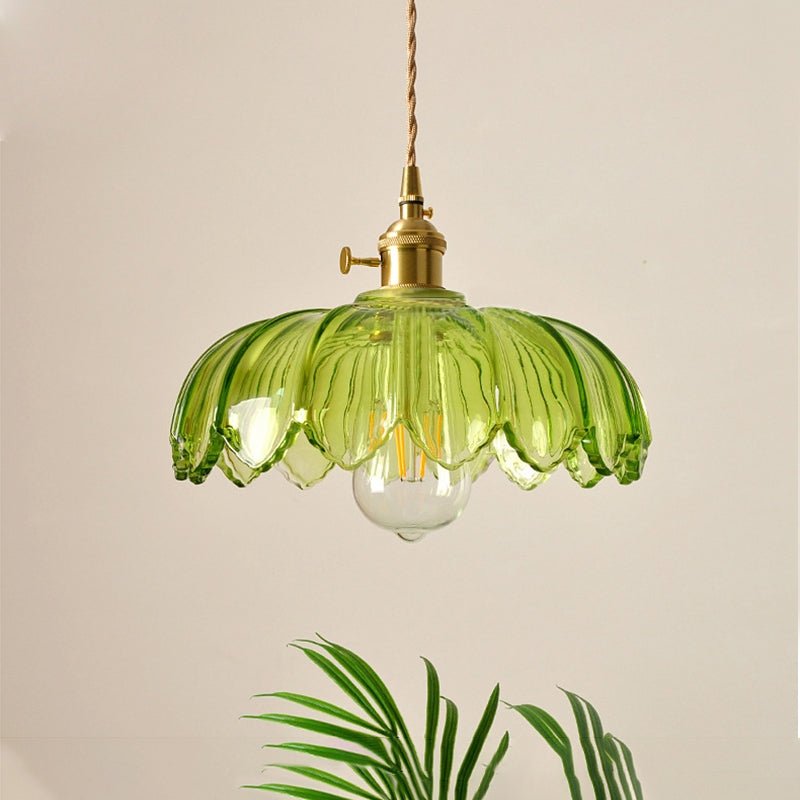 Przytulia Dom | Vintage Lampa Wisząca Szklany Kwiat E27 – Dekoracyjna Lampa Sufitowa 25 cm