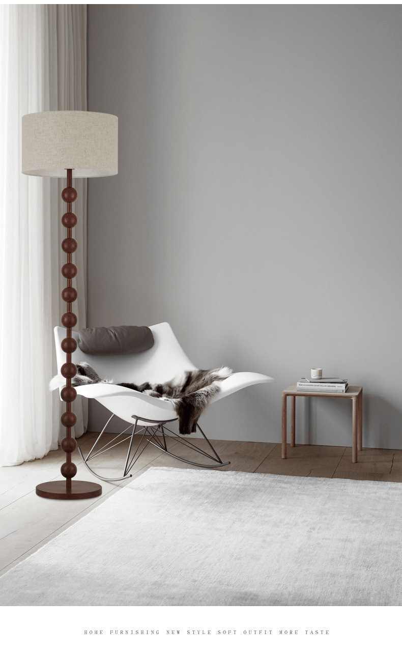 Przytulia Dom | Japandi Drewniana Lampa Podłogowa E27 – Minimalistyczna Lampa Stojąca LED