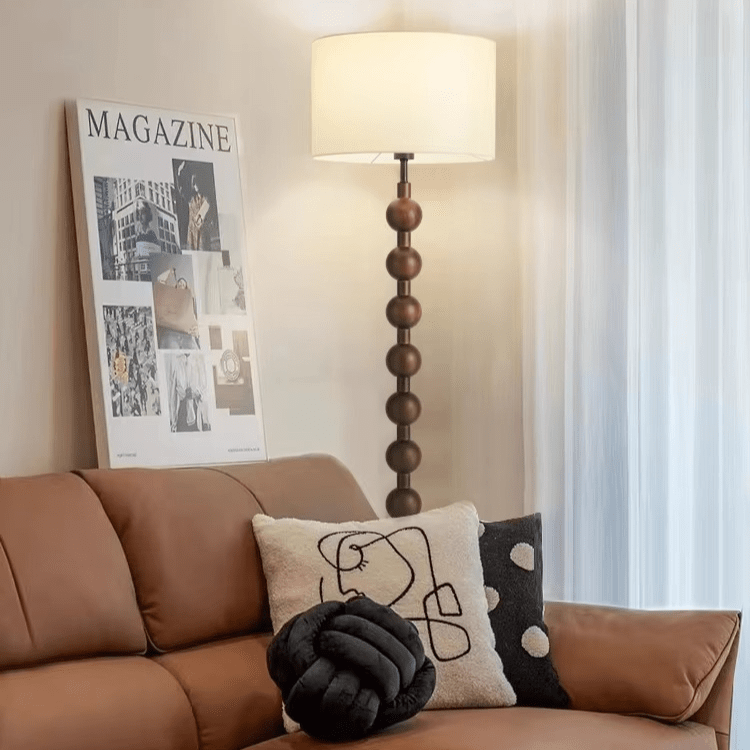 Przytulia Dom | Japandi Drewniana Lampa Podłogowa E27 – Minimalistyczna Lampa Stojąca LED