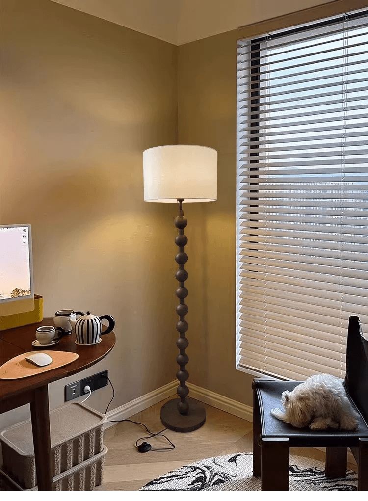 Przytulia Dom | Japandi Drewniana Lampa Podłogowa E27 – Minimalistyczna Lampa Stojąca LED