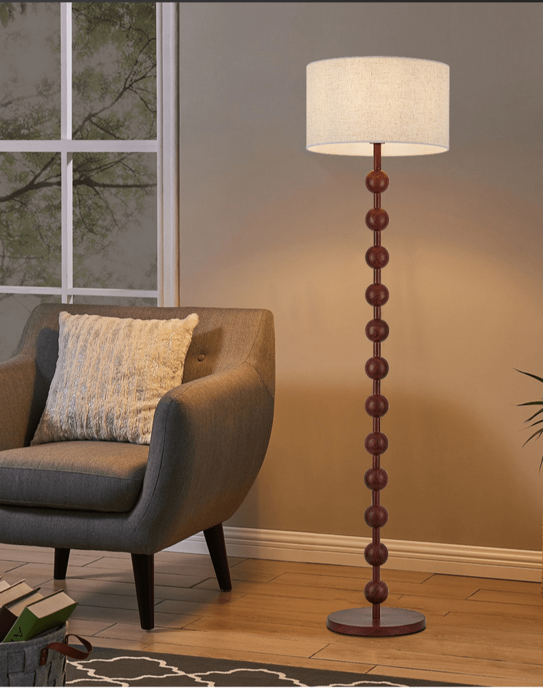Przytulia Dom | Japandi Drewniana Lampa Podłogowa E27 – Minimalistyczna Lampa Stojąca LED