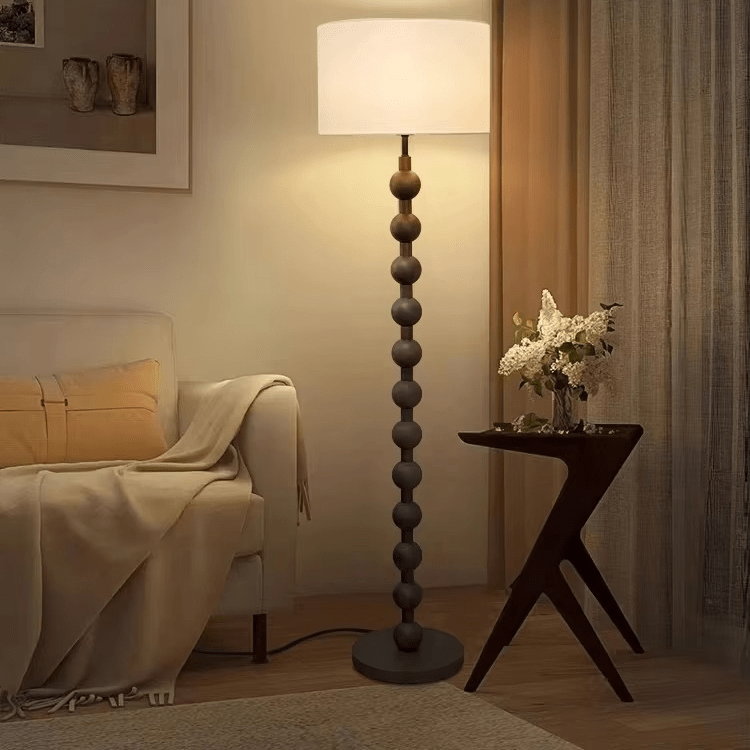 Przytulia Dom | Japandi Drewniana Lampa Podłogowa E27 – Minimalistyczna Lampa Stojąca LED