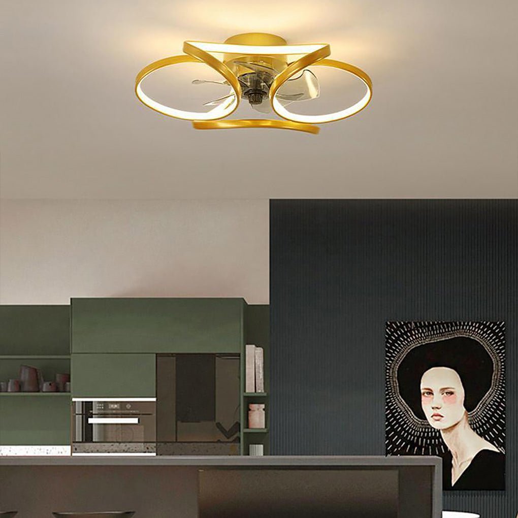 Przytulia Dom | Nowoczesna Lampa Sufitowa LED z Wentylatorem – Plafon z Pilotem 45W