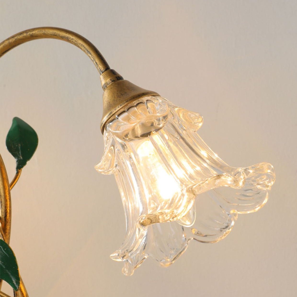 Przytulia Dom | Francuska Lampa Stołowa Kwiatowa E14 – Vintage Lampa z Kryształem i Szkłem