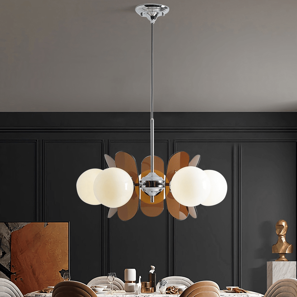 Przytulia Dom | Designerski Żyrandol z Kulami Szklanymi – Nowoczesna Lampa Sufitowa LED E27