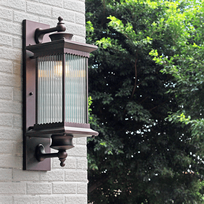 Przytulia Dom | Prostokątna Lampa Ścienna Zewnętrzna – Vintage Kinkiet Ogrodowy E27