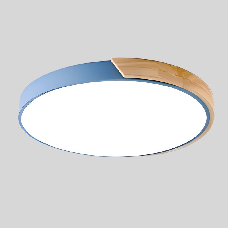 Przytulia Dom | Skandynawska Lampa Sufitowa LED Macaron Drewniana – Okrągły Plafon 23/30 cm