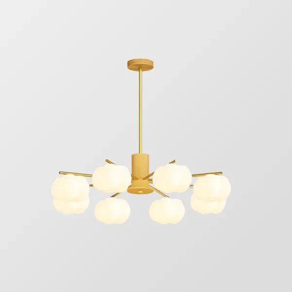 Przytulia Dom | Nowoczesny Żyrandol z Kulami Bawełnianymi – Designerska Lampa Sufitowa Drewniana G9