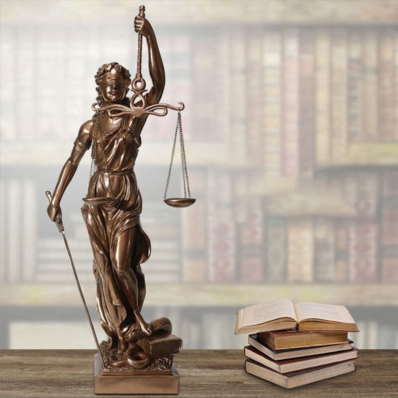 Przytulia Dom | Figurka Bogini Sprawiedliwości Lady Justice – Dekoracyjna Rzeźba z Żywicy 30 cm
