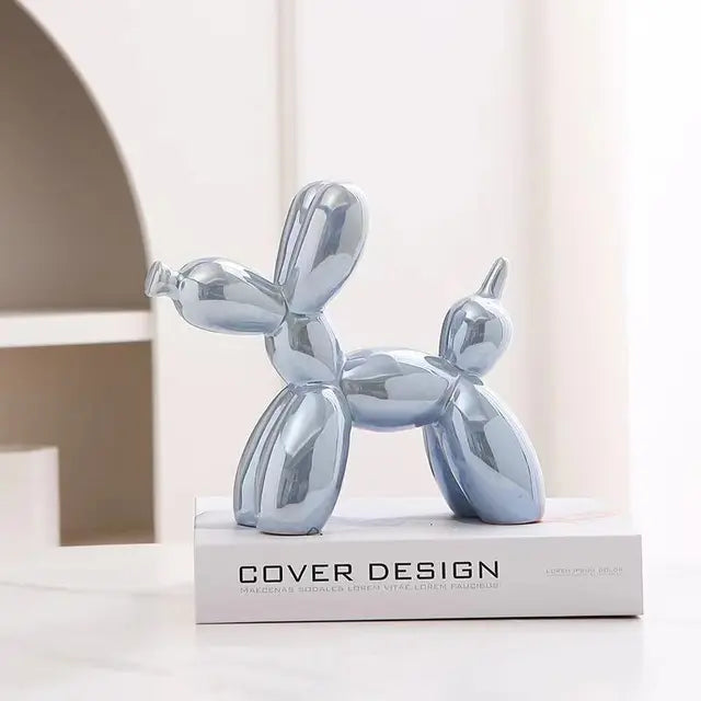 Przytulia Dom | Dekoracyjna Rzeźba Balonowego Psa – Ceramiczna Figurka Ozdobna 18 cm