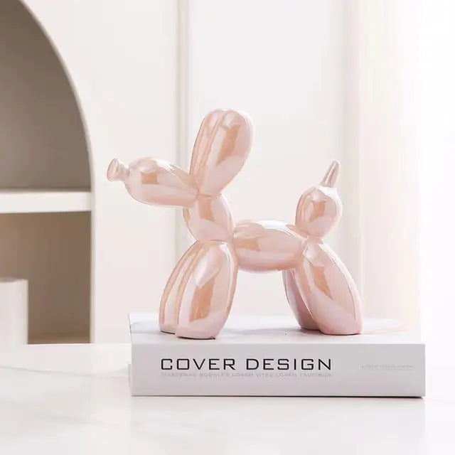 Przytulia Dom | Dekoracyjna Rzeźba Balonowego Psa – Ceramiczna Figurka Ozdobna 18 cm