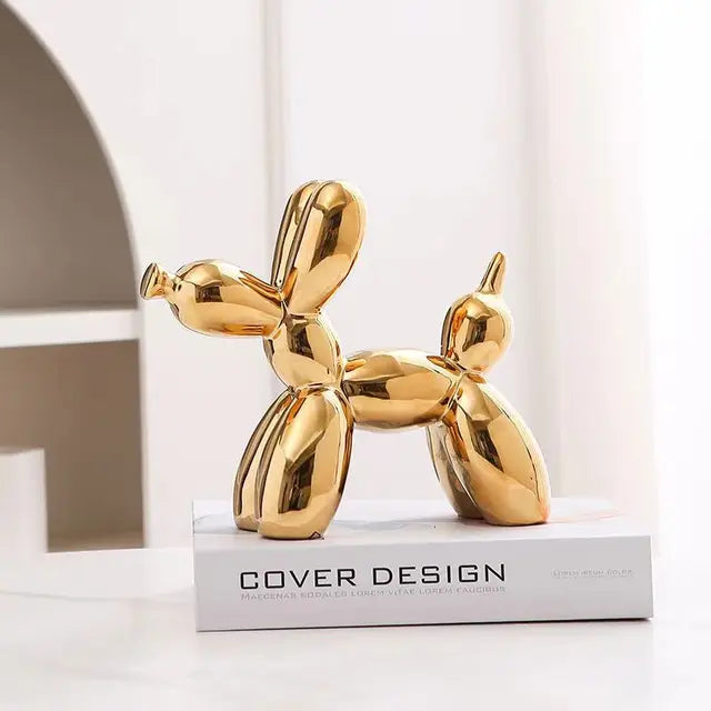 Przytulia Dom | Dekoracyjna Rzeźba Balonowego Psa – Ceramiczna Figurka Ozdobna 18 cm
