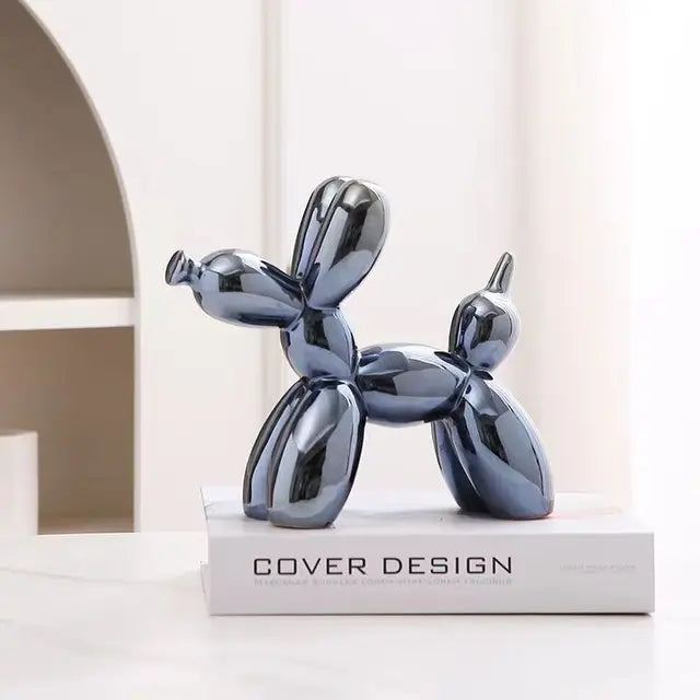 Przytulia Dom | Dekoracyjna Rzeźba Balonowego Psa – Ceramiczna Figurka Ozdobna 18 cm