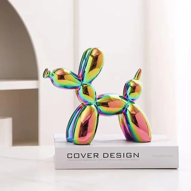 Przytulia Dom | Dekoracyjna Rzeźba Balonowego Psa – Ceramiczna Figurka Ozdobna 18 cm