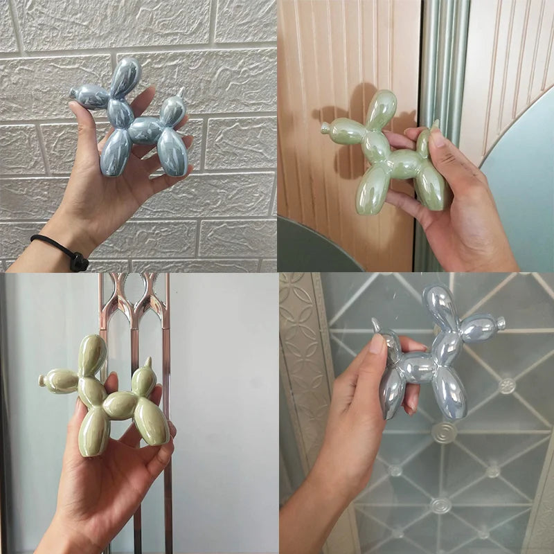 Przytulia Dom | Dekoracyjna Rzeźba Balonowego Psa – Ceramiczna Figurka Ozdobna 18 cm