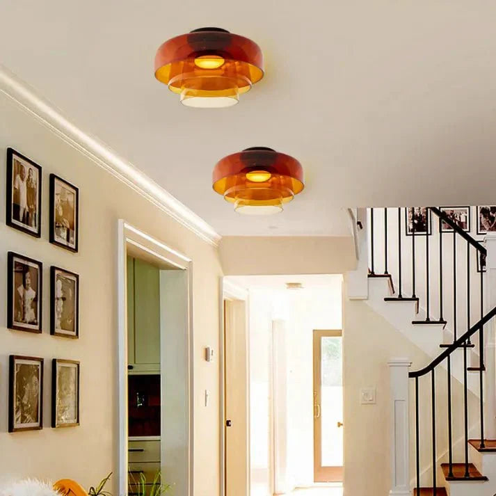 Przytulia Dom | Skandynawska Lampa Sufitowa LED Szklana 18W – Designerski Plafon Vintage 3 Barwy