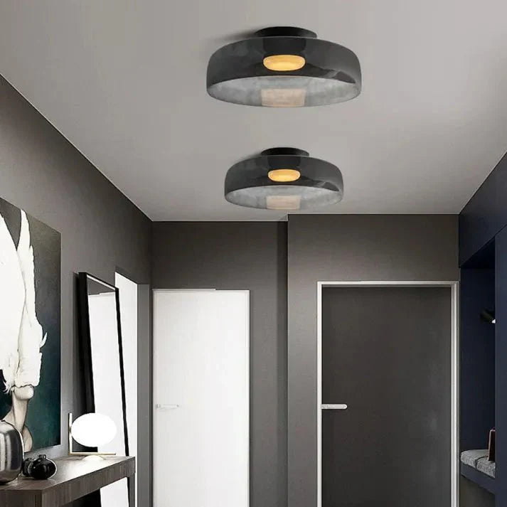 Przytulia Dom | Skandynawska Lampa Sufitowa LED Szklana 18W – Designerski Plafon Vintage 3 Barwy