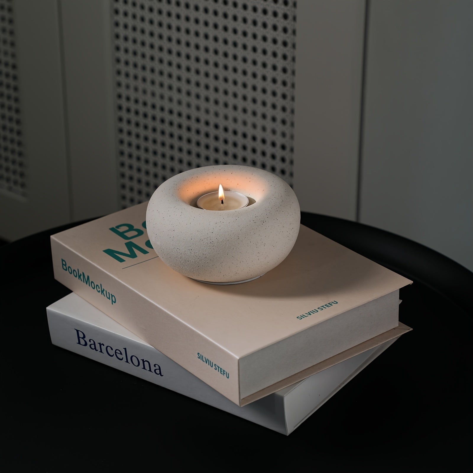 Przytulia Dom | Ceramiczny Świecznik Donut – Dekoracyjny Świecznik na Stół w Stylu Nowoczesnym