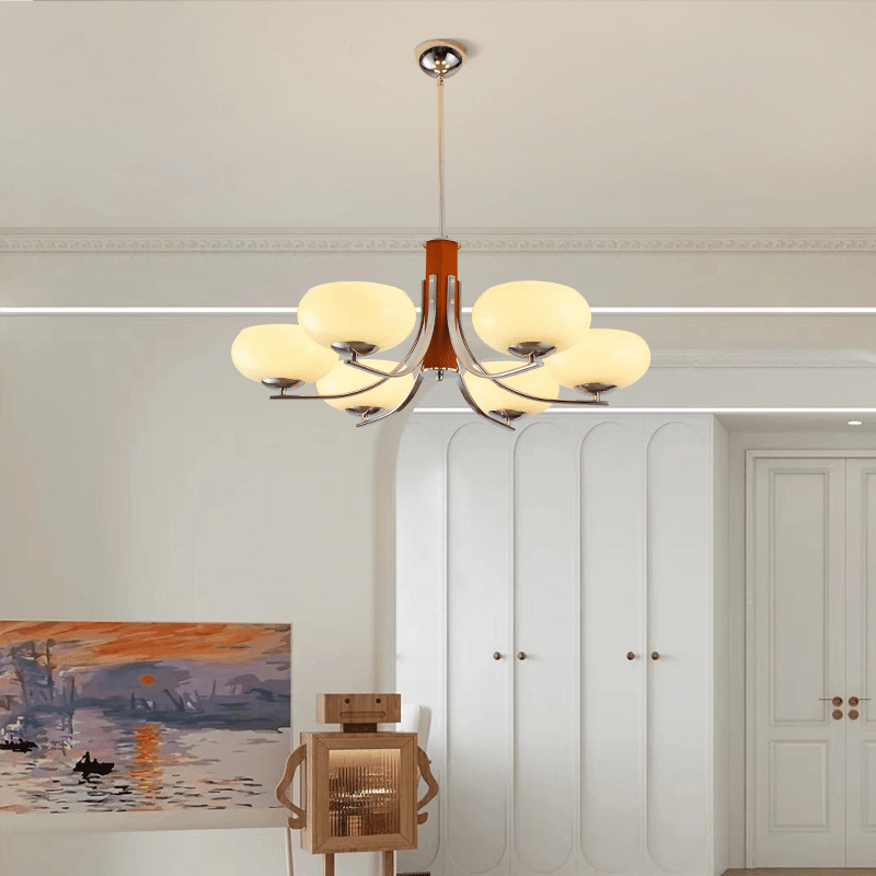 Przytulia Dom | Nowoczesny Żyrandol Sufitowy 3 lub 6 Punktów Światła – Designerska Lampa z Kulami Szklanymi E27