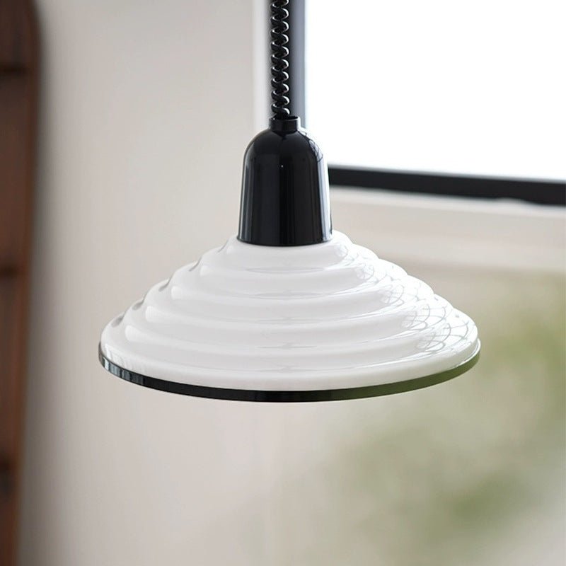 Przytulia Dom | Francuska Lampa Wisząca Szklana E27 – Kremowy Klosz 35 cm Styl Vintage