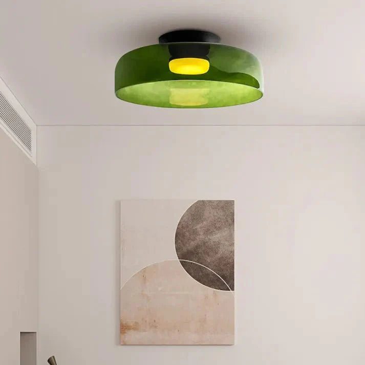 Przytulia Dom | Skandynawska Lampa Sufitowa LED Szklana 18W – Designerski Plafon Vintage 3 Barwy