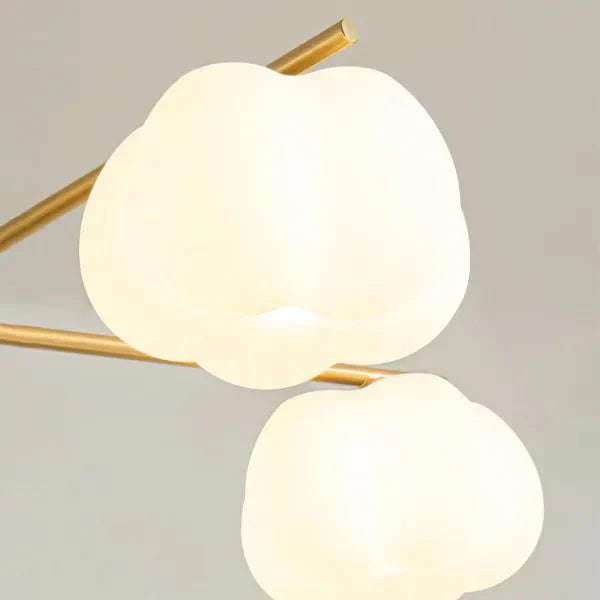 Przytulia Dom | Nowoczesny Żyrandol z Kulami Bawełnianymi – Designerska Lampa Sufitowa Drewniana G9