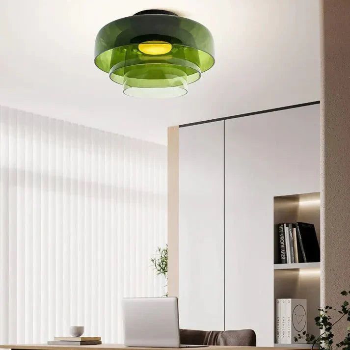 Przytulia Dom | Skandynawska Lampa Sufitowa LED Szklana 18W – Designerski Plafon Vintage 3 Barwy