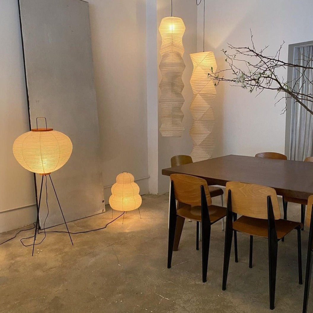 Przytulia Dom | Lampa Podłogowa z Papieru Ryżowego E27 – Designerska Lampa Stojąca Styl Japandi