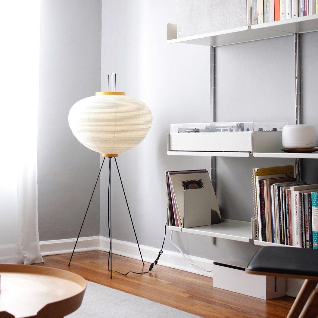 Przytulia Dom | Lampa Podłogowa z Papieru Ryżowego E27 – Designerska Lampa Stojąca Styl Japandi