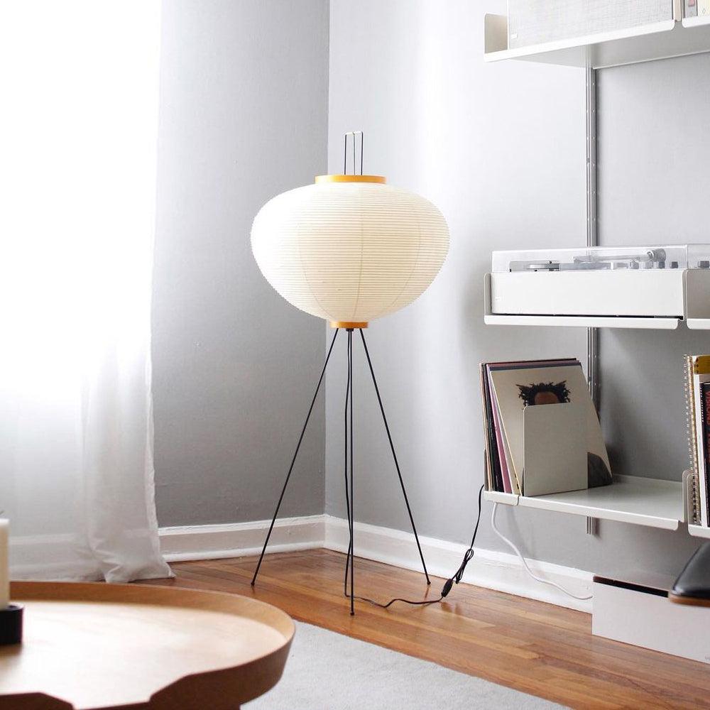 Przytulia Dom | Lampa Podłogowa z Papieru Ryżowego E27 – Designerska Lampa Stojąca Styl Japandi