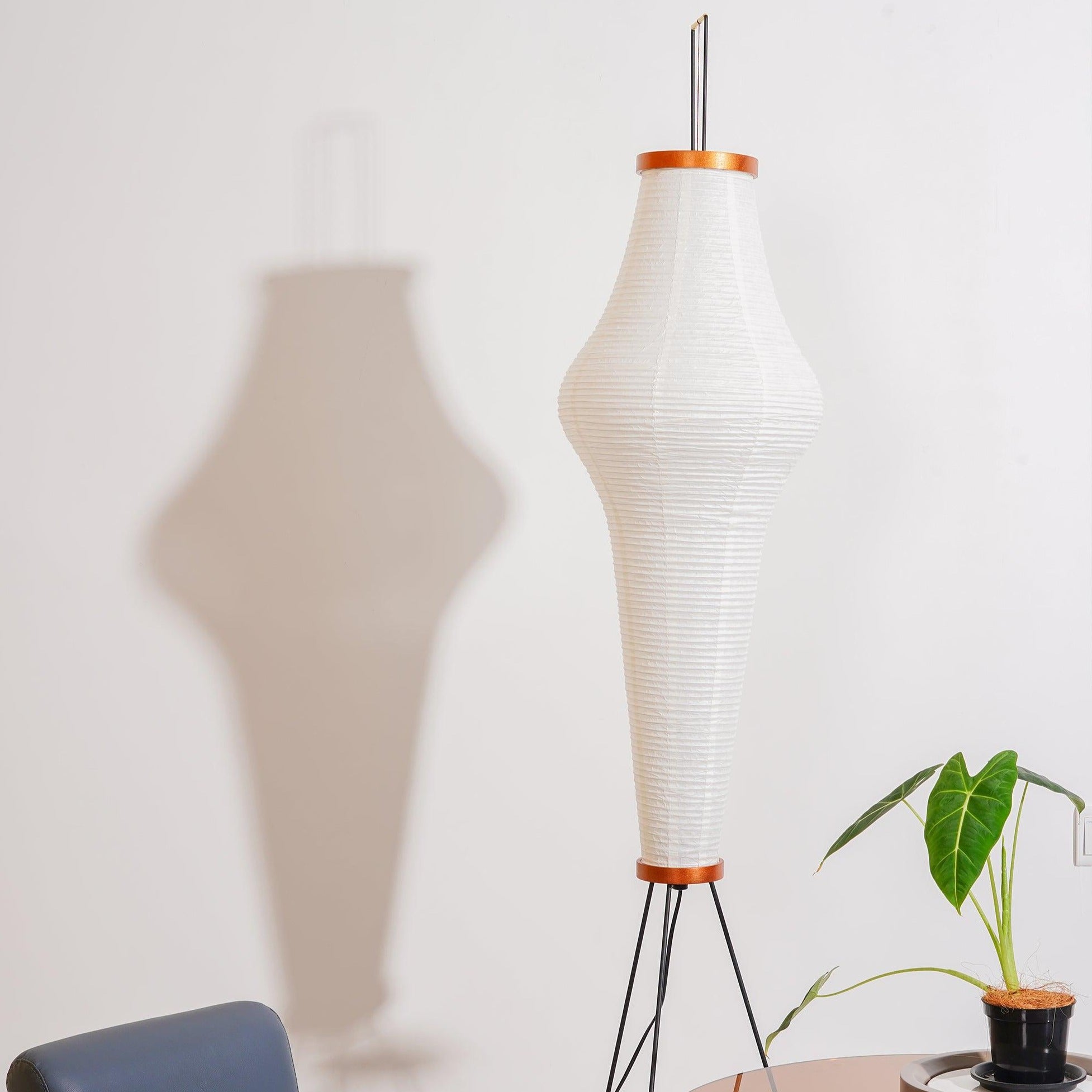 Przytulia Dom | Lampa Podłogowa z Papieru Ryżowego E27 – Designerska Lampa Stojąca Styl Japandi