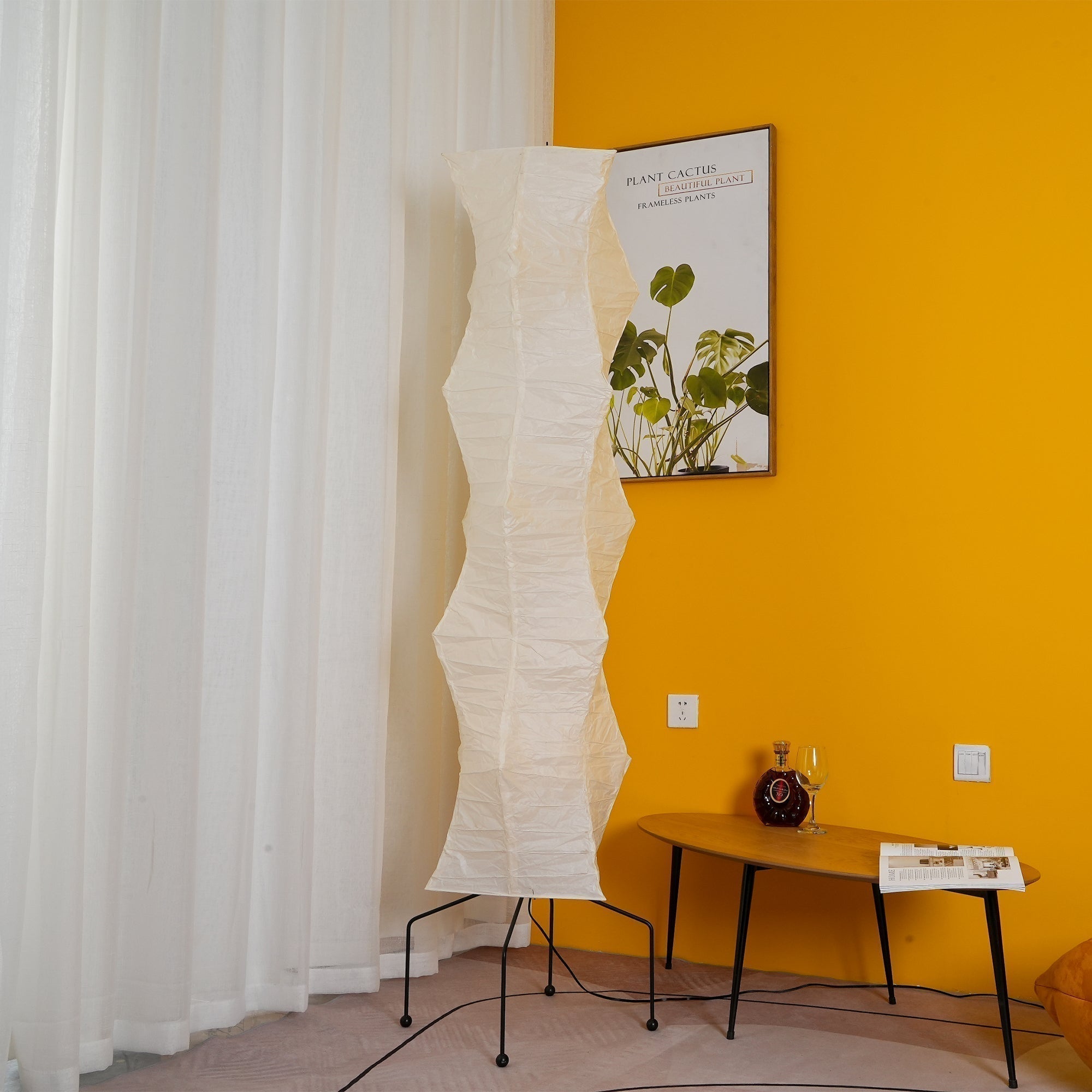 Przytulia Dom | Lampa Podłogowa z Papieru Ryżowego E27 – Designerska Lampa Stojąca Styl Japandi