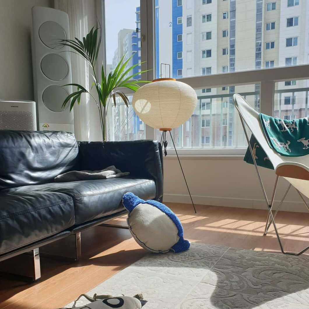 Przytulia Dom | Lampa Podłogowa z Papieru Ryżowego E27 – Designerska Lampa Stojąca Styl Japandi