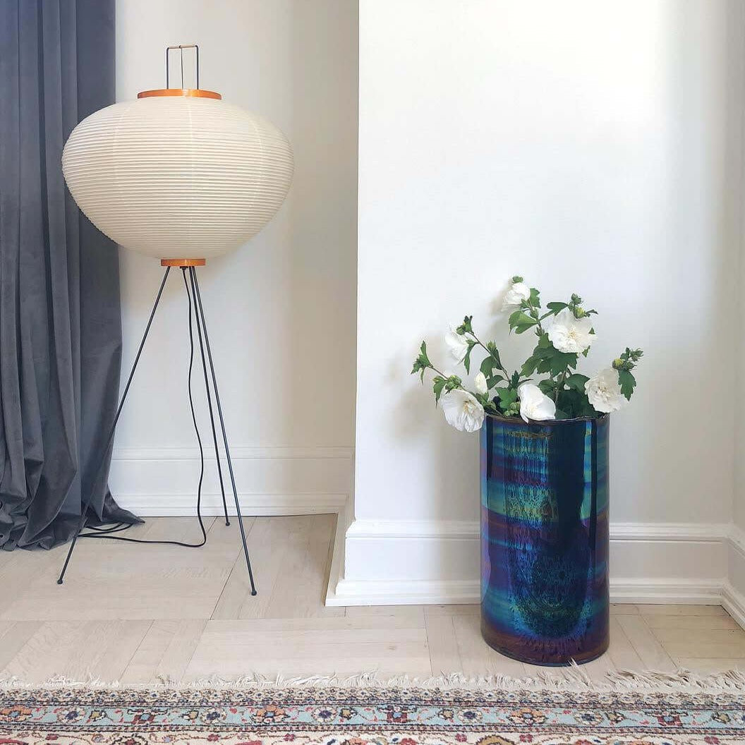 Przytulia Dom | Lampa Podłogowa z Papieru Ryżowego E27 – Designerska Lampa Stojąca Styl Japandi