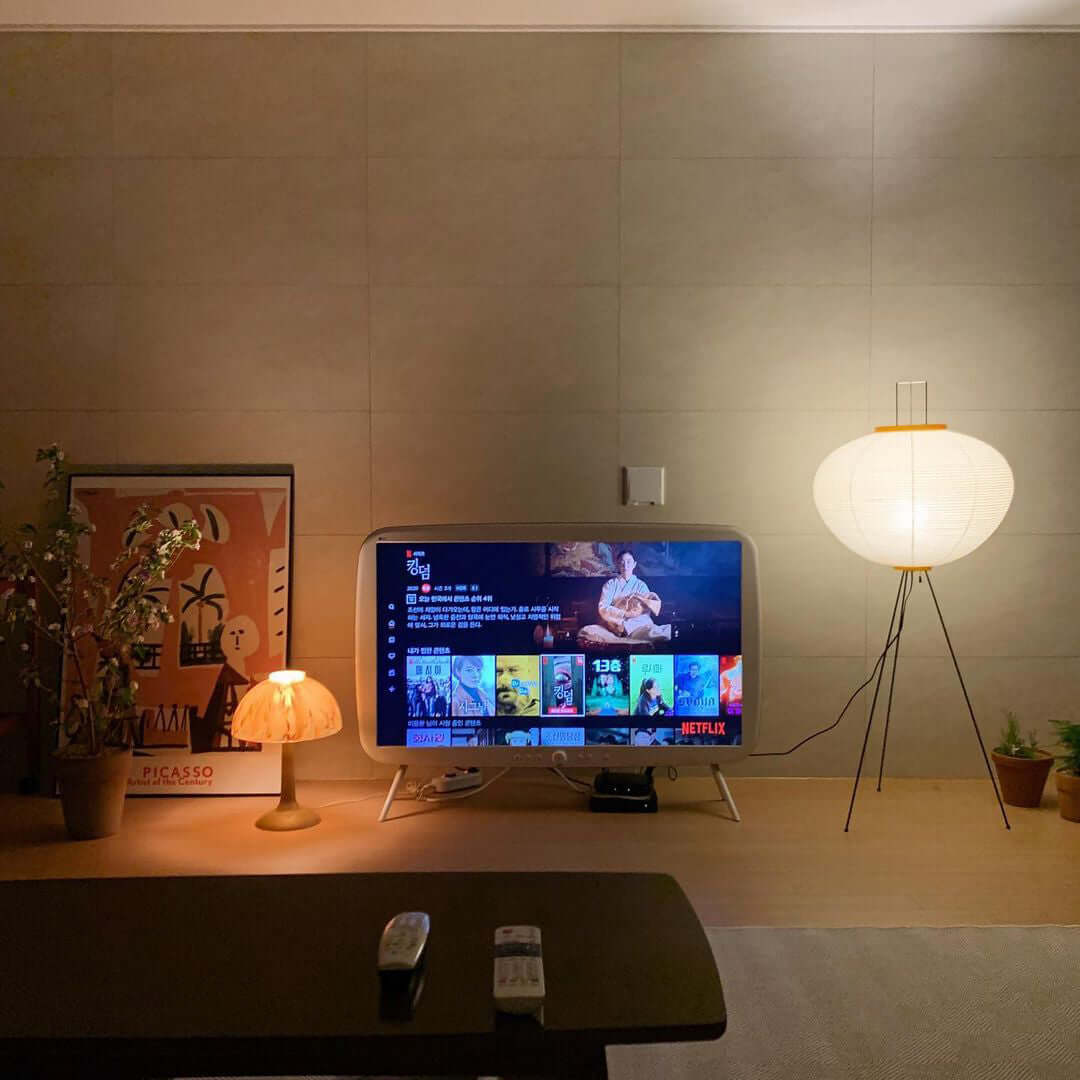 Przytulia Dom | Lampa Podłogowa z Papieru Ryżowego E27 – Designerska Lampa Stojąca Styl Japandi