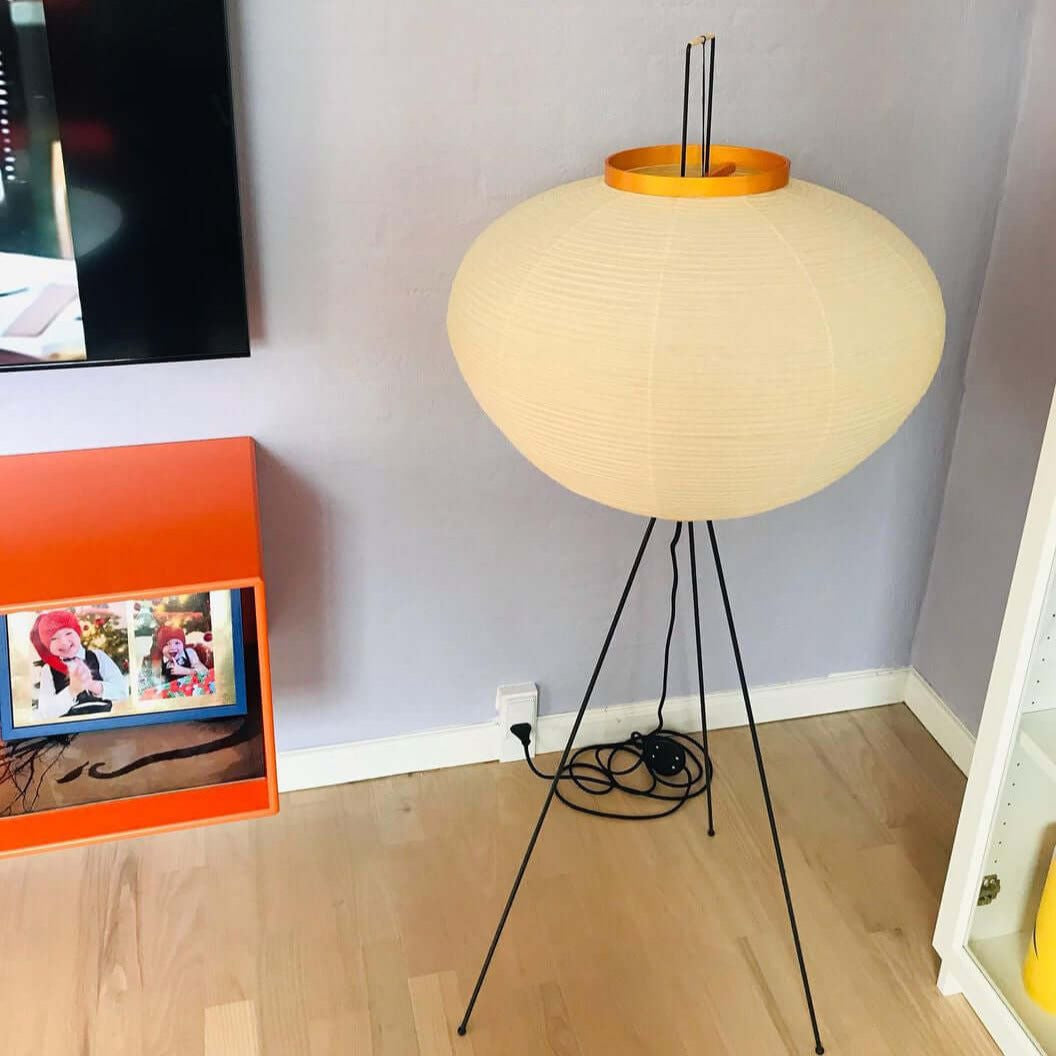 Przytulia Dom | Lampa Podłogowa z Papieru Ryżowego E27 – Designerska Lampa Stojąca Styl Japandi