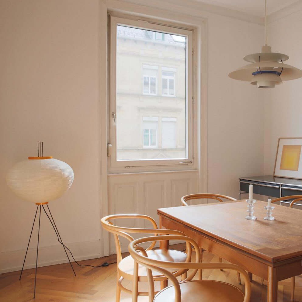 Przytulia Dom | Lampa Podłogowa z Papieru Ryżowego E27 – Designerska Lampa Stojąca Styl Japandi