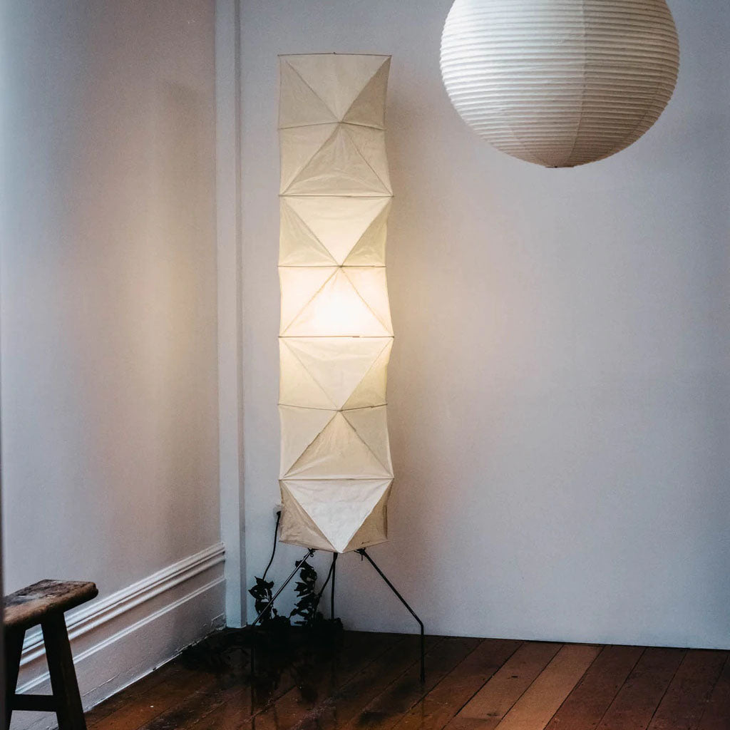 Przytulia Dom | Lampa Podłogowa z Papieru Ryżowego E27 – Designerska Lampa Stojąca Styl Japandi