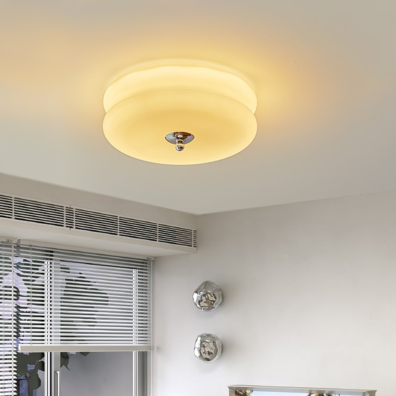Przytulia Dom | Art Deco Vintage Lampa Sufitowa LED 24W – Plafon Szklany 3000K–6000K