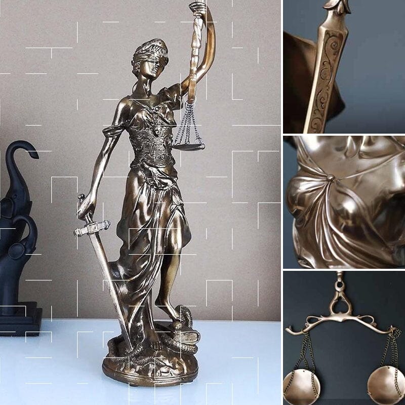 Przytulia Dom | Figurka Bogini Sprawiedliwości Lady Justice – Dekoracyjna Rzeźba z Żywicy 30 cm