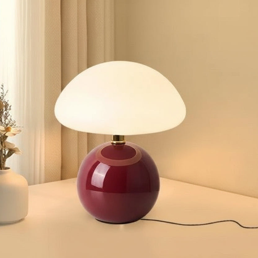 Przytulia Dom | Lampa Stołowa w Kształcie Grzybka – Regulowane Oświetlenie LED – Dekoracyjny Styl do Sypialni i Salonu