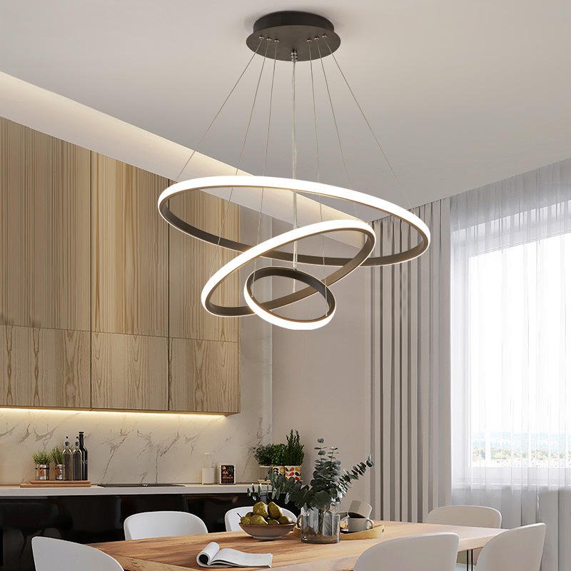 Przytulia Dom | Nowoczesny Żyrandol LED z 3 Pierścieniami – Dimmowalna Lampa Sufitowa do Salonu