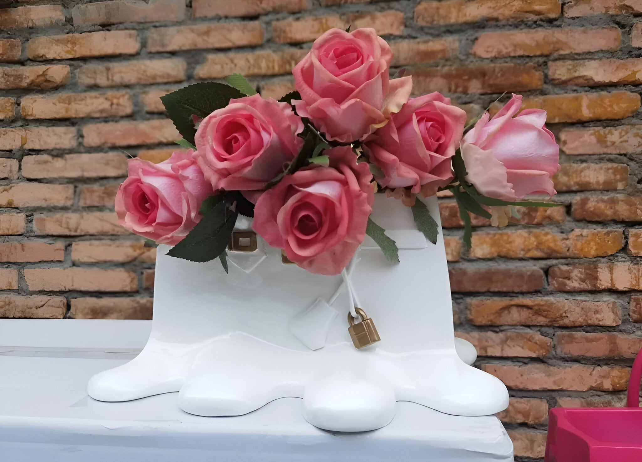 Przytulia Dom | Dekoracyjny Wazon w Kształcie Torebki – Designerski Wazon z Żywicy 28 cm