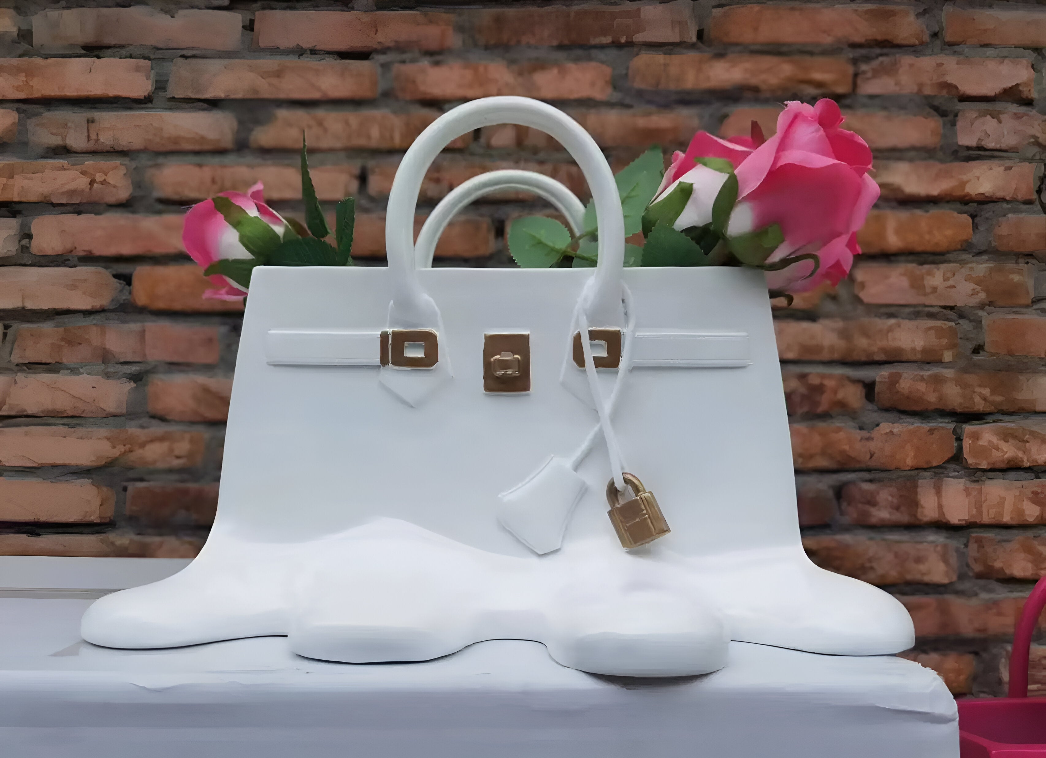 Przytulia Dom | Dekoracyjny Wazon w Kształcie Torebki – Designerski Wazon z Żywicy 28 cm