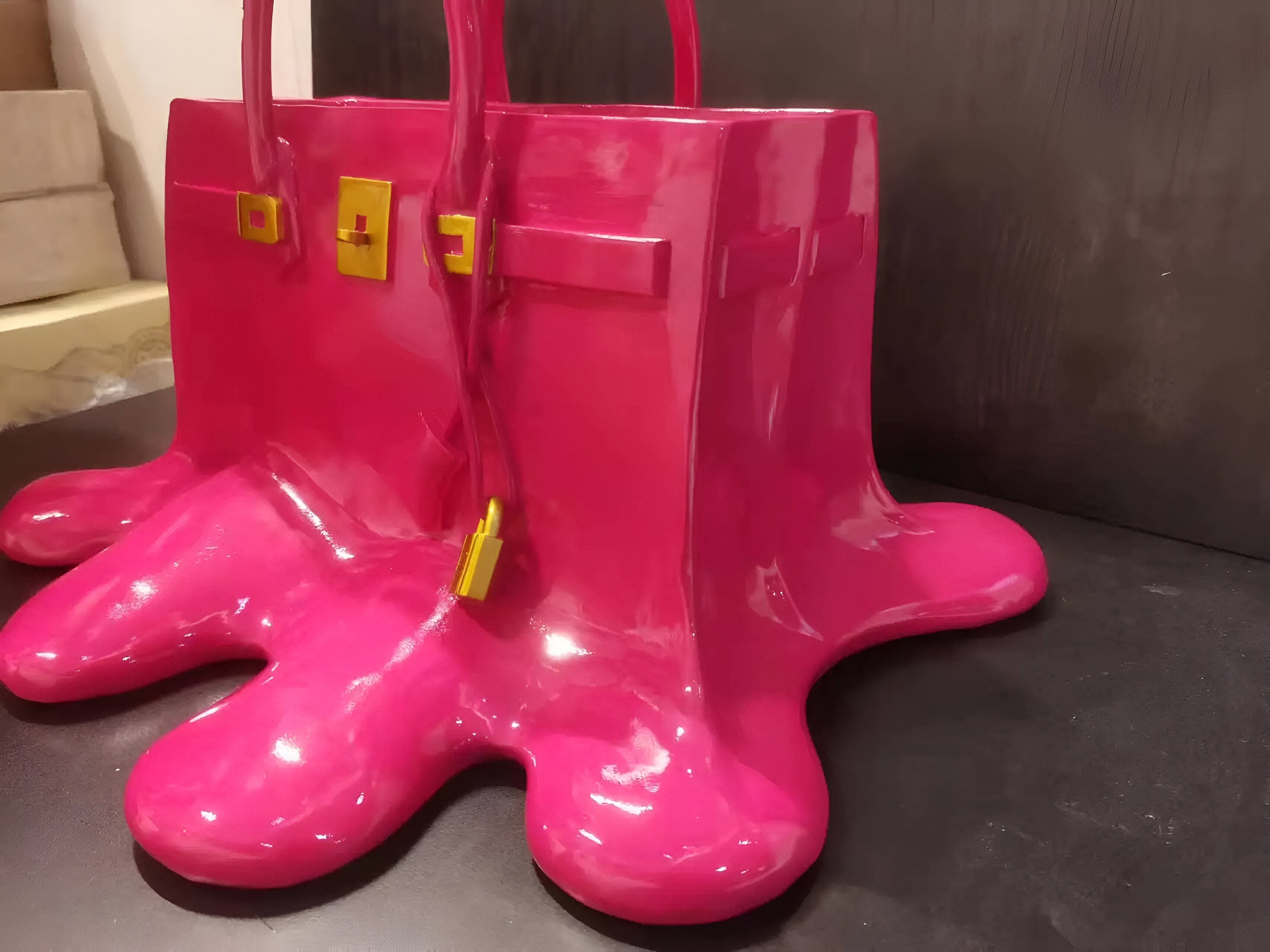 Przytulia Dom | Dekoracyjny Wazon w Kształcie Torebki – Designerski Wazon z Żywicy 28 cm