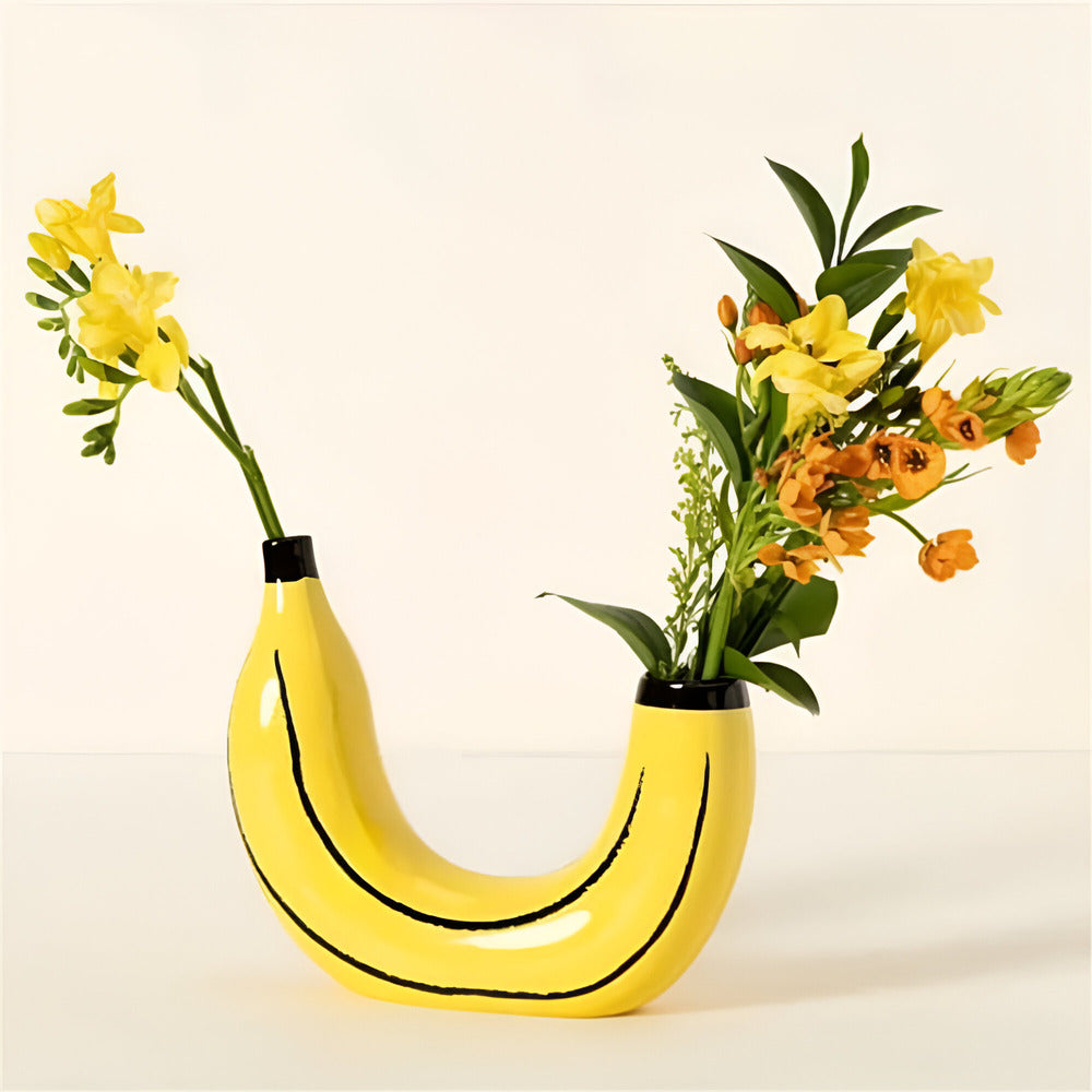 Przytulia Dom | Dekoracyjny Wazon w Kształcie Banana – Nowoczesny Wazon Dekoracyjny 21 cm