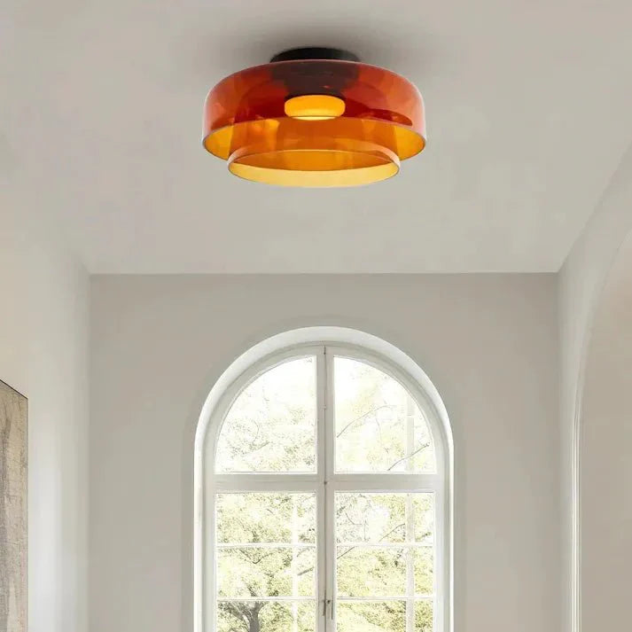 Przytulia Dom | Skandynawska Lampa Sufitowa LED Szklana 18W – Designerski Plafon Vintage 3 Barwy